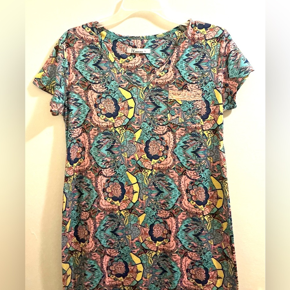 Vibrant Multi Colored Relaxed Night-Tee / Night gown/ Pajama/Loungewear